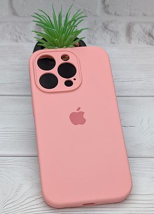 Чехол silicone case box для apple iphone 14 pro бампер soft touch с микрофиброй светло-розовый
