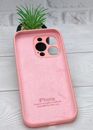 Чехол silicone case box для apple iphone 14 pro бампер soft touch с микрофиброй светло-розовый 2