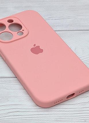 Чехол silicone case box для apple iphone 14 pro бампер soft touch с микрофиброй светло-розовый 3