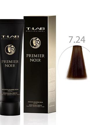 Крем-фарба для волосся t-lab professional premier noir colouring cream 7.24 - блондин перламутрово-мідний