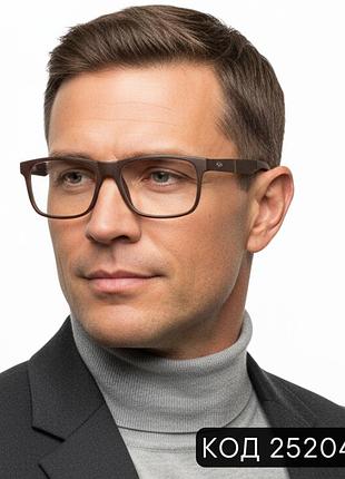 Очки для зрения, пластиковая коричневая прямоугольная оправа, прозрачные полимерные линзы для среднего и большого лица. 25204-c2 -3.75