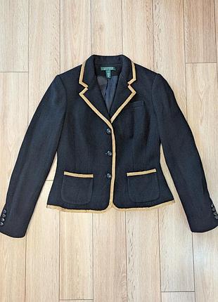Шерстяной пиджак жакет блейзер с золотой окантовкой lauren ralph lauren