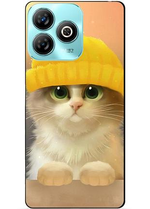 Чехол силиконовый бампер для zte blade a75 с рисунком котик в шапке
