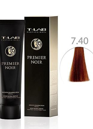 Крем-фарба для волосся t-lab professional premier noir colouring cream 7.40 блондин інтенсивно-мідний