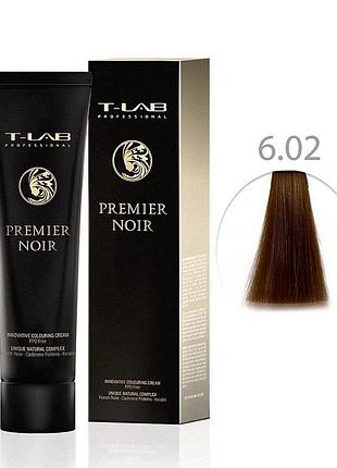 Крем-фарба для волосся t-lab professional premier noir colouring cream 6.02 темний блондин натурально-перламутровий
