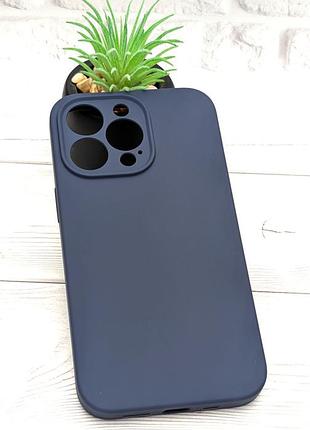 Чехол silicone case box для apple iphone 13 pro бампер soft touch с микрофиброй темно-синий (без лого)