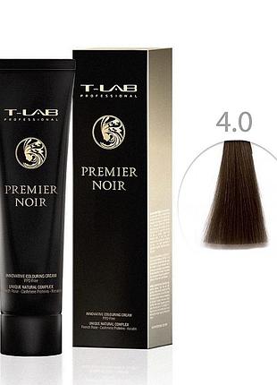 Крем-краска для волос t-lab professional premier noir colouring cream 4.0 натуральный темный шатен