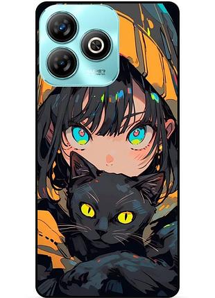 Чехол силиконовый бампер для zte blade a75 с рисунком аниме котик