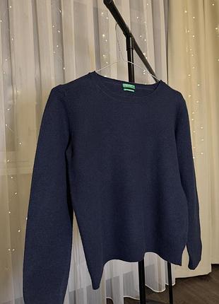 Оригінал светр мериносовий мʼякий темно синій шерсть шерстяна кофта united colors of benetton