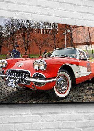Картина на стекле "ретро автомобиль chevrolet corvette" 90х60см (pic-055-03)