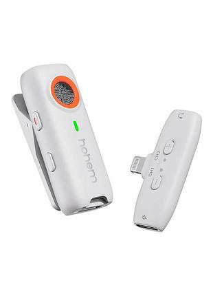 Беспроводной микрофон hohem mic-01 white (1tx+1rx) с входом типа lightning для iphone 14 и менее
