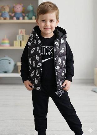 Детский костюм-тройка с жилеткой nike 98 черный