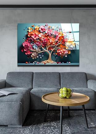 Картина на стекле "дерево оригами" 120х80см (183.4)