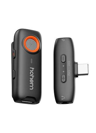 Беспроводной микрофон hohem mic-01 black (1tx+1rx) type-c для смартфонов, планшетов, ноутбуков