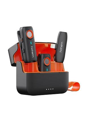 Беспроводной микрофон hohem mic-01 black (2tx+1rx+зарядный кейс) с входом типа lightning для iphone 14 и менее