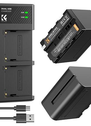 Комплект двух аккумуляторов 6600mah и зарядного устройства k&f concept np-970 для sony (kf28.0047)