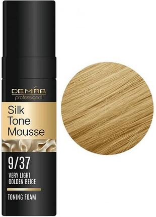 Тонирующая пенка demira professional silktone mousse 9/37 дуже світлий золотистий беж