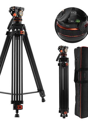 Професійний штатив трипод з рідинною головкою k&f concept va3+bv10 серії dv 1,91м (8кг, оберт 360°, нахил +90 °/-75 °) (kf09.147)