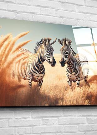 Картина на стекле "зебры" 120х80см (214.4)
