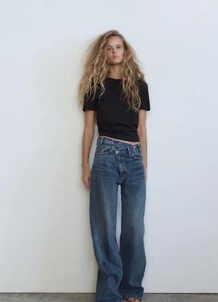 Джинси zara wide leg з асиметричним поясом р.38