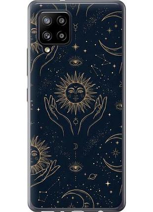 Чехол на samsung galaxy a42 a426b celestial harmony: sun & moon gold mystic pattern из пластика fch_0148990