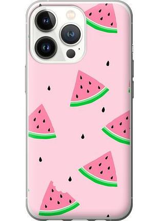 Чехол на iphone 13 pro розовый арбуз из силикона fch_0050748