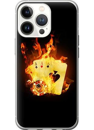 Чехол на iphone 13 pro горящие карты из силикона fch_0043131