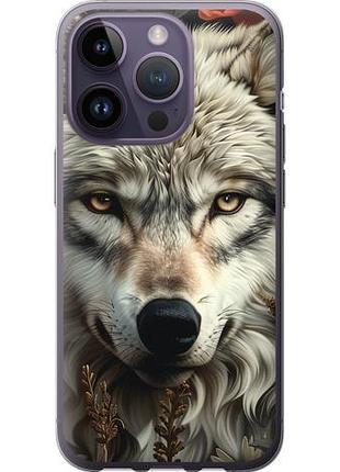 Чехол на iphone 14 pro волчий взгляд из силикона fch_0140498