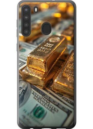 Чехол на samsung galaxy a21 слитки и доллары из силикона fch_0140927