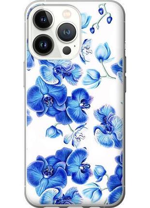 Чехол на iphone 13 pro голубые орхидеи из силикона fch_0063980