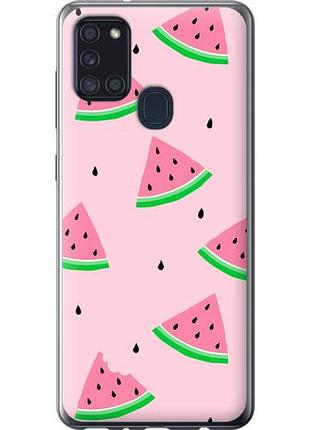 Чехол на samsung galaxy a21s a217f розовый арбуз из силикона fch_0050706