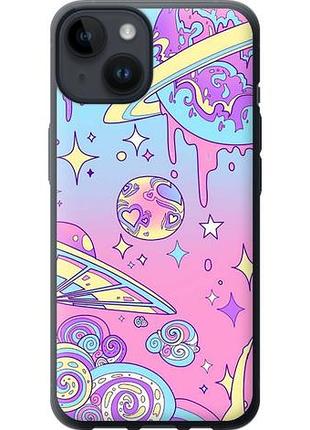 Чехол на iphone 14 розовая галактика из силикона fch_0006130