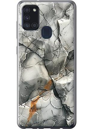 Чехол на samsung galaxy a21s a217f серый мрамор из силикона fch_0136359