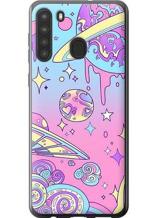 Чехол на samsung galaxy a21 розовая галактика из силикона fch_0006100
