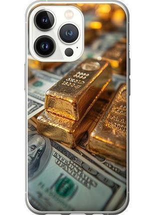 Чехол на iphone 13 pro слитки и доллары из силикона fch_0140961
