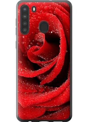 Чехол на samsung galaxy a21 красная роза из силикона fch_0009205