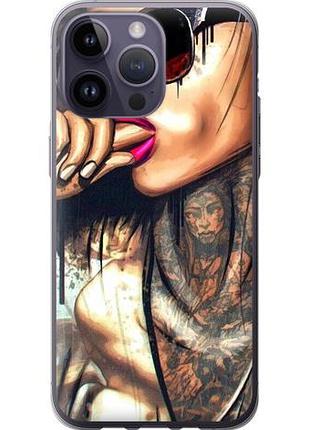 Чехол на iphone 14 pro max девушка в тату из силикона fch_0034216