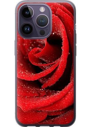 Чехол на iphone 14 pro красная роза из силикона fch_0009242