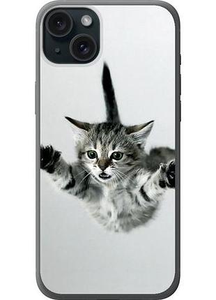 Чехол на iphone 15 plus летящий котёнок из силикона fch_0012283