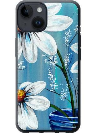 Чехол на iphone 14 красивые арт-ромашки из силикона fch_0071569