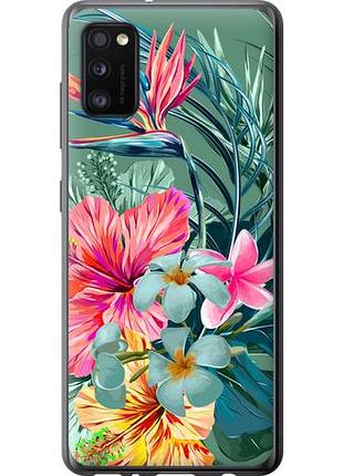 Чехол на samsung galaxy a41 a415f тропические цветы из пластика fch_0076168