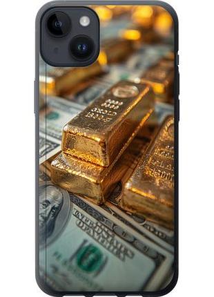 Чехол на iphone 14 plus слитки и доллары из силикона fch_0140952