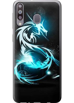 Чехол на samsung galaxy a40s a3050 бело-голубой огненный дракон из пластика fch_0005227