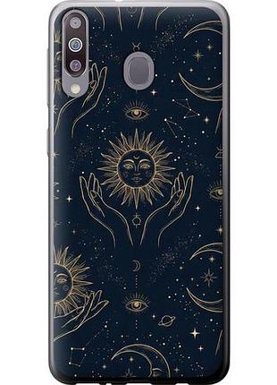 Чехол на samsung galaxy a40s a3050 celestial harmony: sun & moon gold mystic pattern из пластика fch_0148987