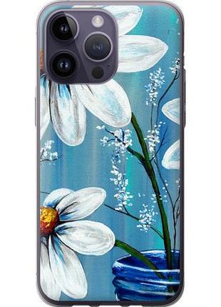 Чехол на iphone 14 pro max красивые арт-ромашки из силикона fch_0071574