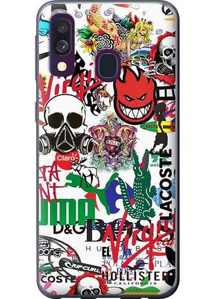 Чехол на samsung galaxy a40 2019 a405f many different logos из пластика fch_0000501