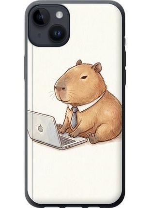 Чехол на iphone 14 plus funny capybara ceo working из силикона fch_0148736