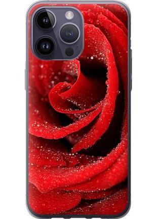 Чехол на iphone 14 pro max красная роза из силикона fch_0009241