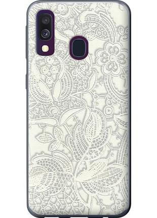Чехол на samsung galaxy a40 2019 a405f белое кружево из пластика fch_0070253