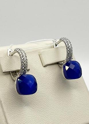 Сережки серебряные с сапфировым кварцем 4,32 г